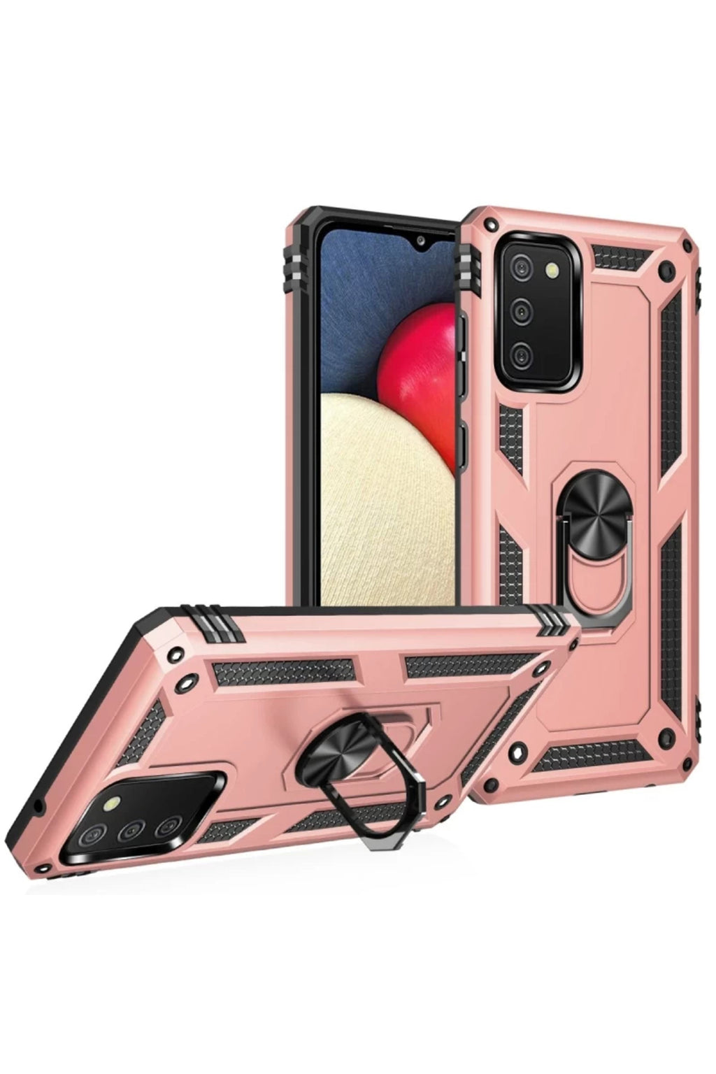 Samsung Galaxy A03S Uyumlu Kılıf Sofya Yüzüklü Silikon Kapak - Rose