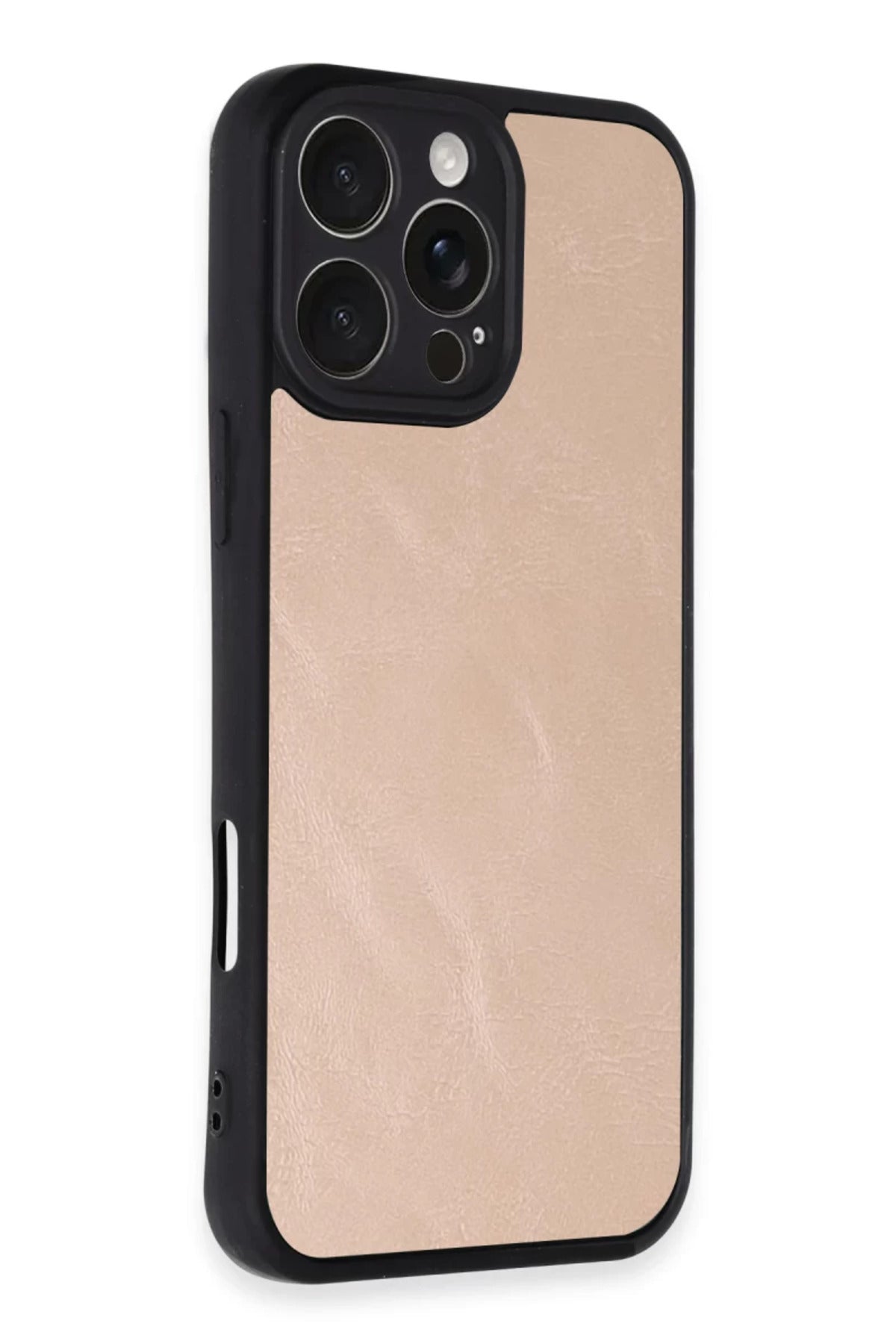Apple iPhone 16 Pro Max Uyumlu Kılıf Aras Deri Kapak - Pudra