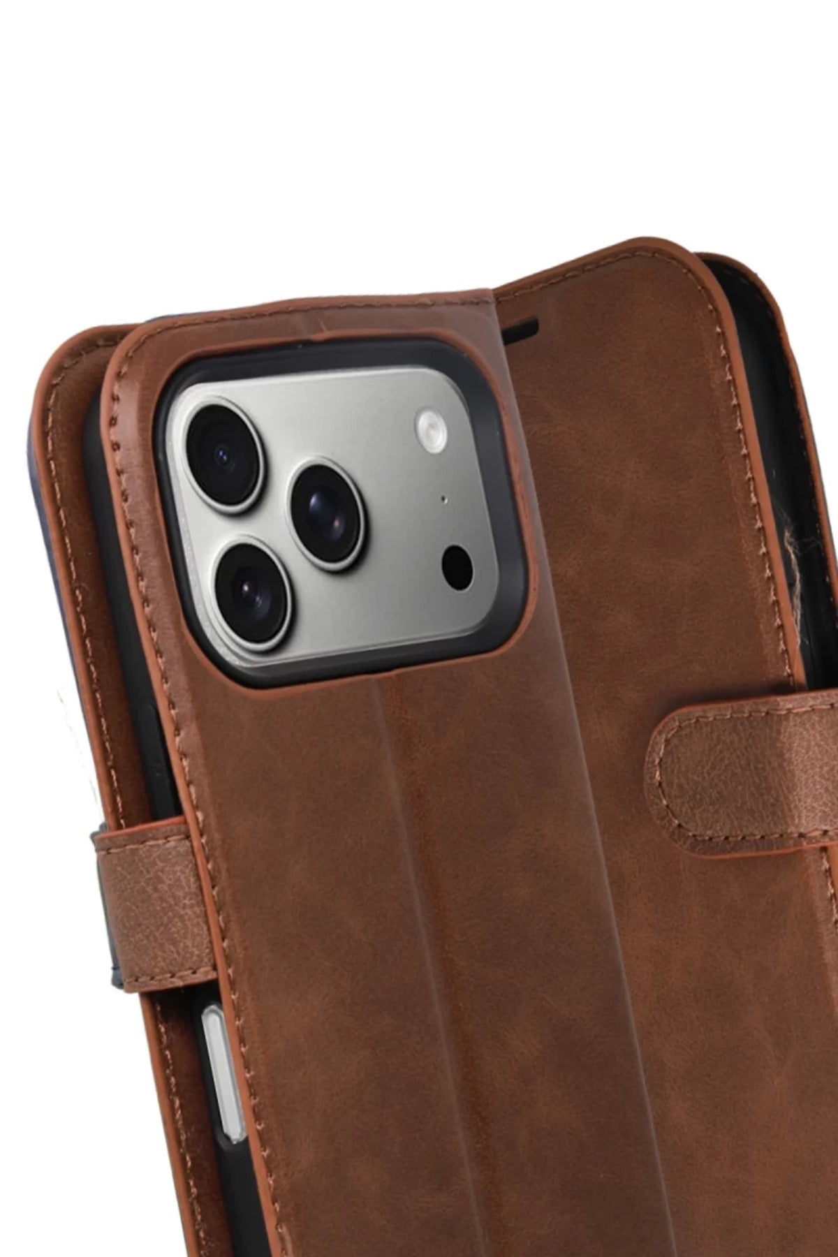 Apple iPhone 17 Pro Uyumlu Trend S Plus Kapaklı Kılıf - Taba