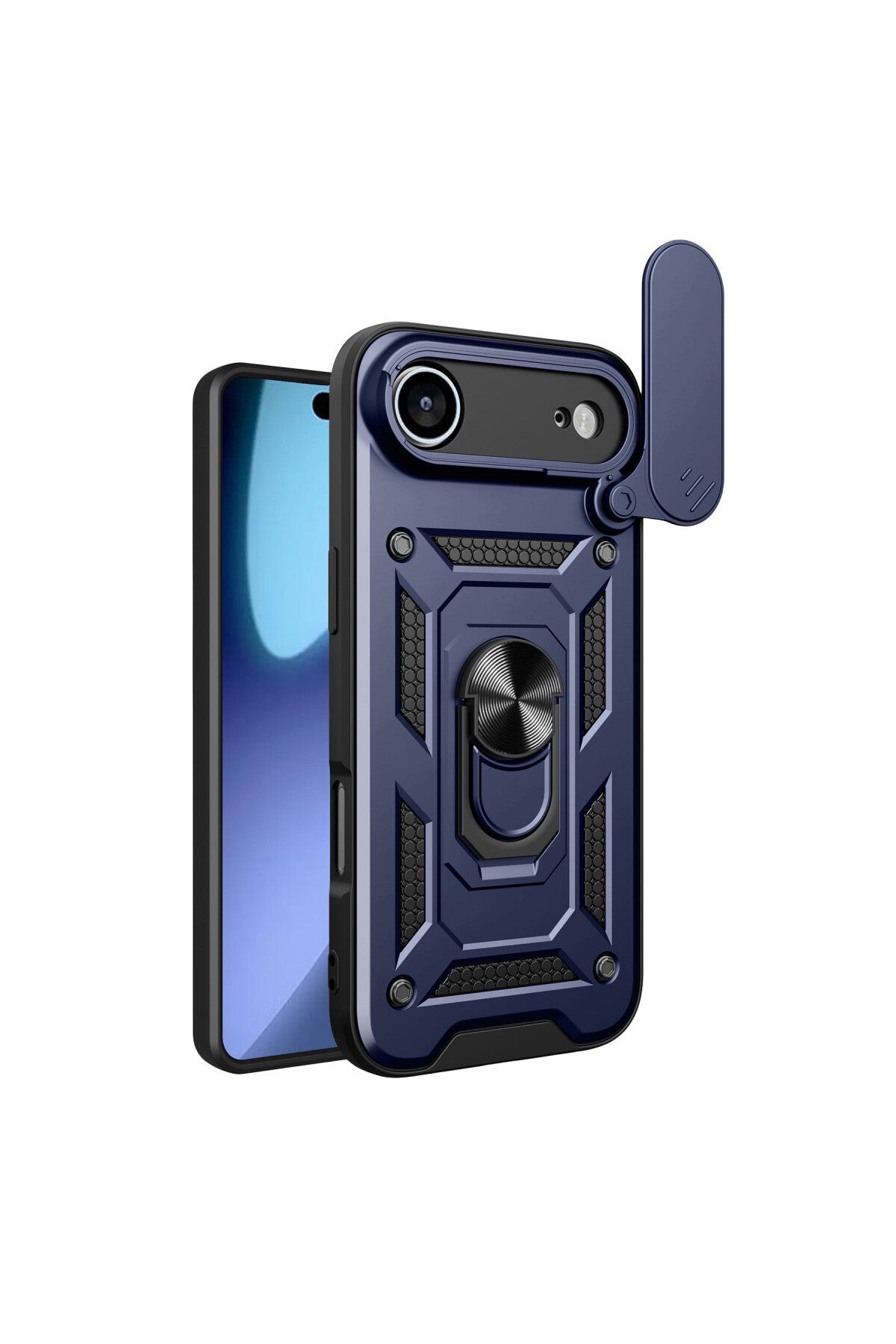 Apple iPhone 17 Air Uyumlu Pars Lens Yüzüklü Silikon - Lacivert