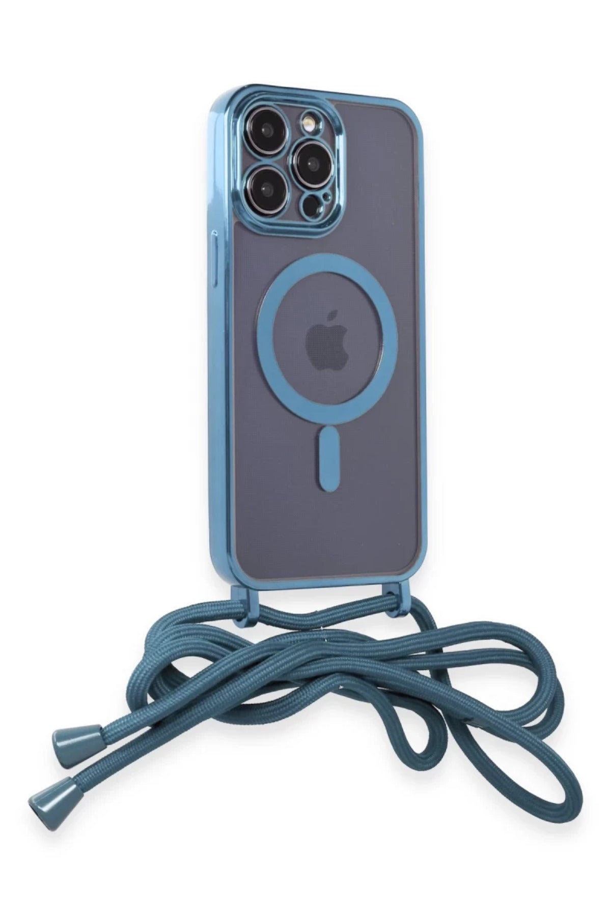 Apple iPhone 12 Pro Max Uyumlu Kılıf Divo Lazer Askılı Magsafe Kapak - Sierra Blue