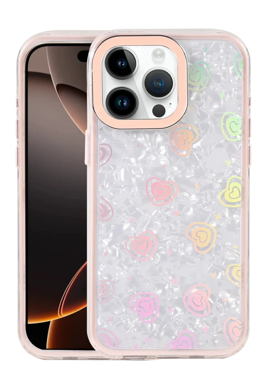 Apple iPhone 15 Pro Uyumlu Lumi Desenli Kapak - Pembe