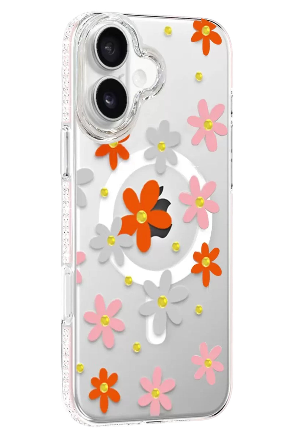 Joko Apple iPhone 16 Uyumlu Floral Magsafe Kapak - Turuncu