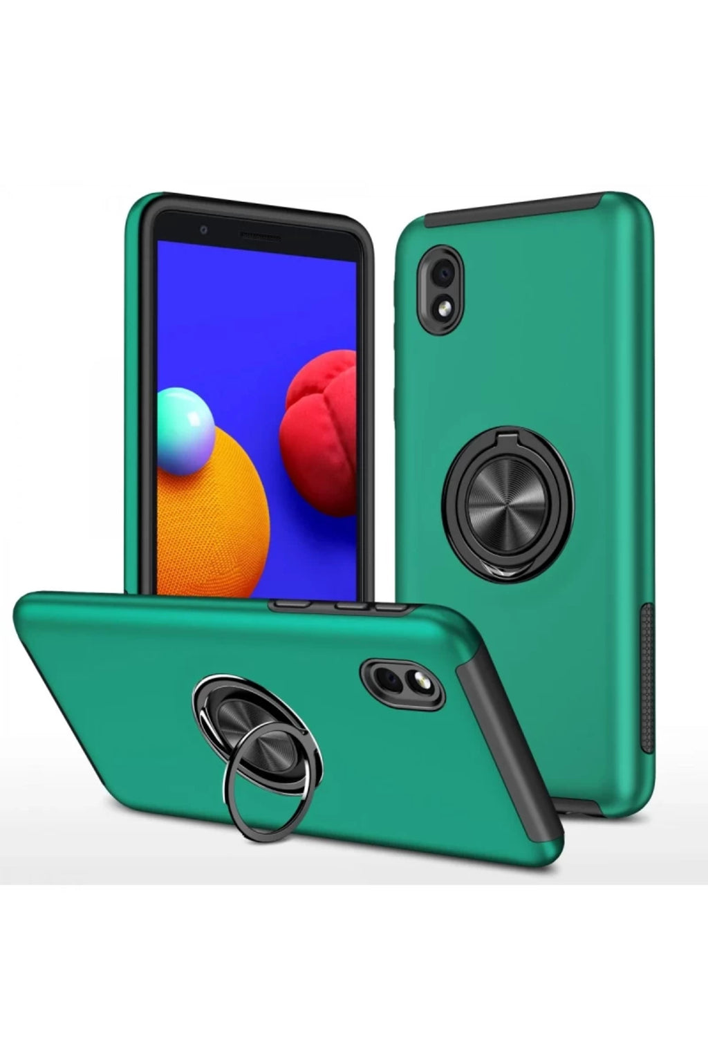 Samsung Galaxy A01 Core Uyumlu Kılıf Elit Yüzüklü Kapak - Yeşil