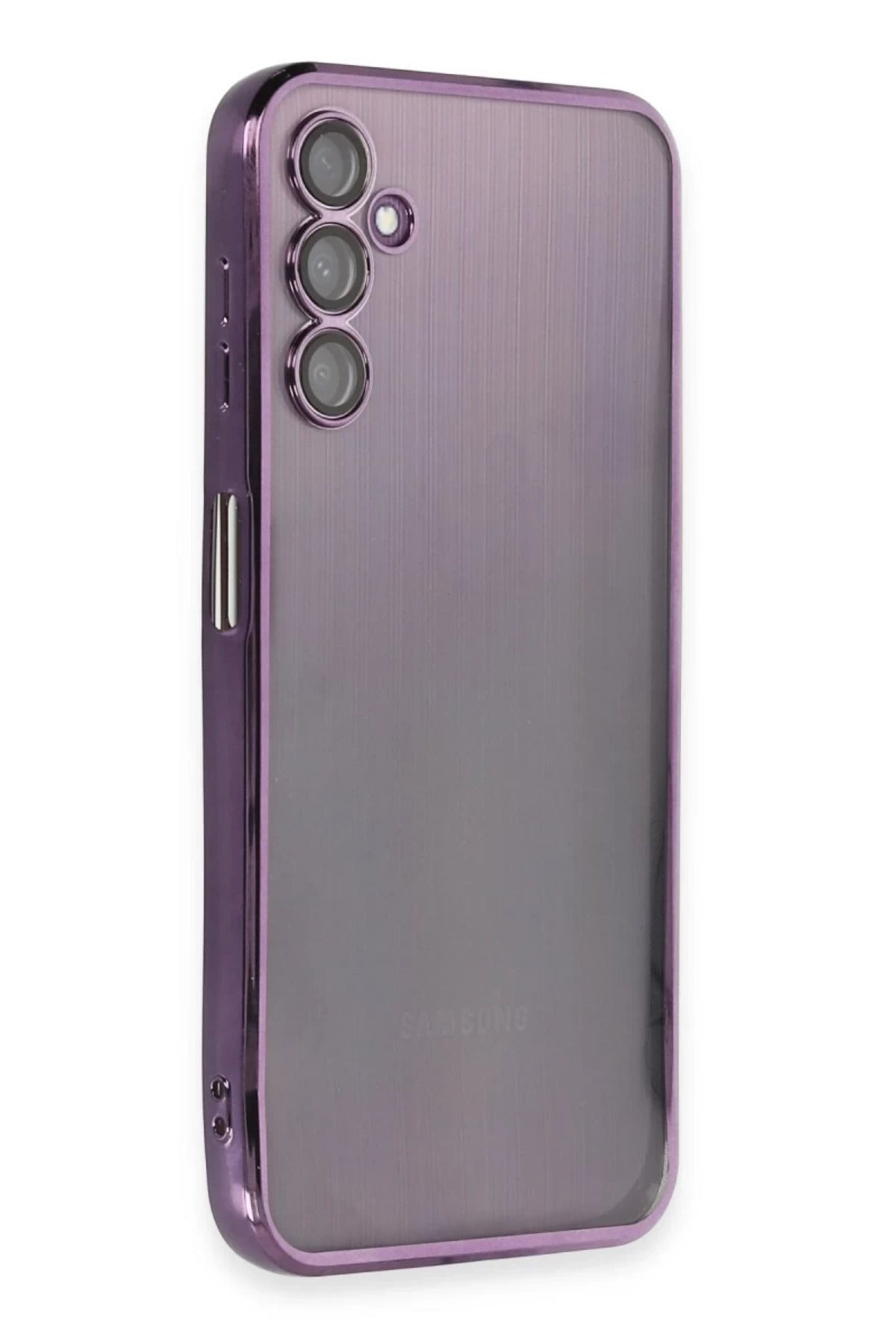 Samsung Galaxy A14 4G Uyumlu Kılıf Lensli Silikon - Mor