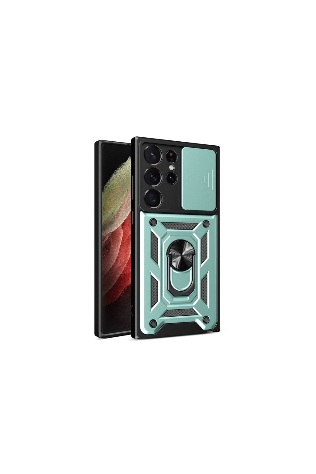 Samsung Galaxy S23 Ultra Uyumlu Kılıf Pars Lens Yüzüklü Silikon - Yeşil