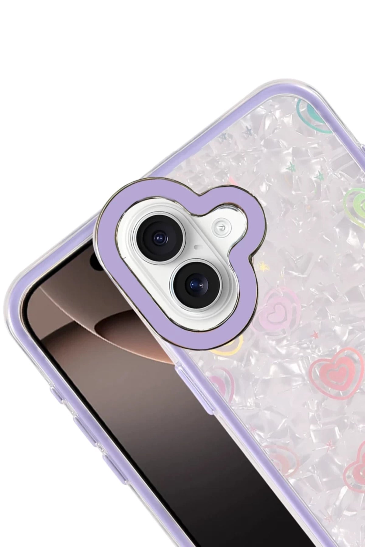 Apple iPhone 16 Uyumlu Lumi Desenli Kapak - Mor