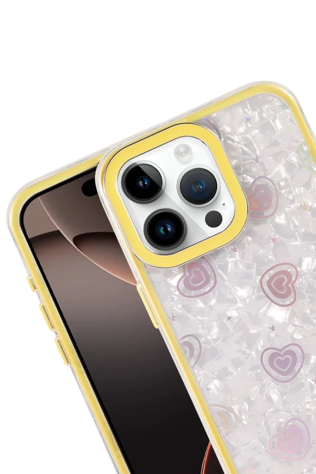 Apple iPhone 15 Pro Max Uyumlu Lumi Desenli Kapak - Sarı