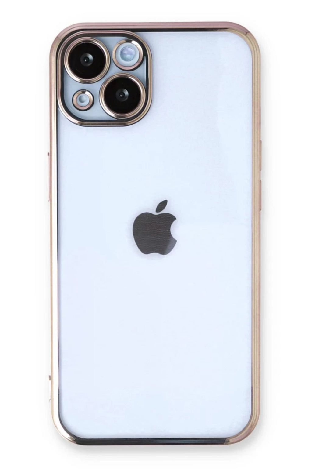Apple iPhone 14 Uyumlu Kılıf Lensli Silikon - Gold