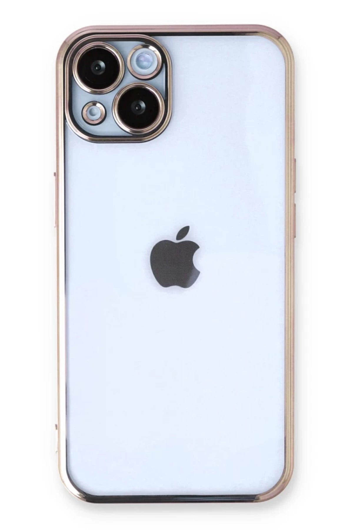 Apple iPhone 14 Uyumlu Kılıf Lensli Silikon - Gold