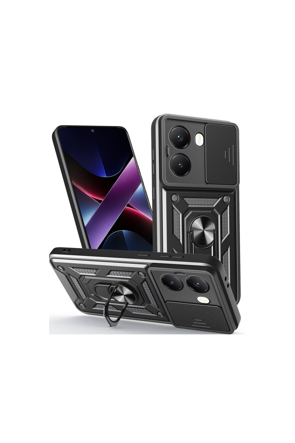 Xiaomi Poco X7 Pro Uyumlu Kılıf Pars Lens Yüzüklü Silikon - Siyah