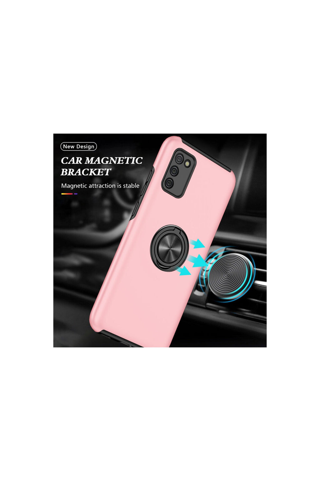 Samsung Galaxy A02S Uyumlu Kılıf Elit Yüzüklü Kapak - Pembe