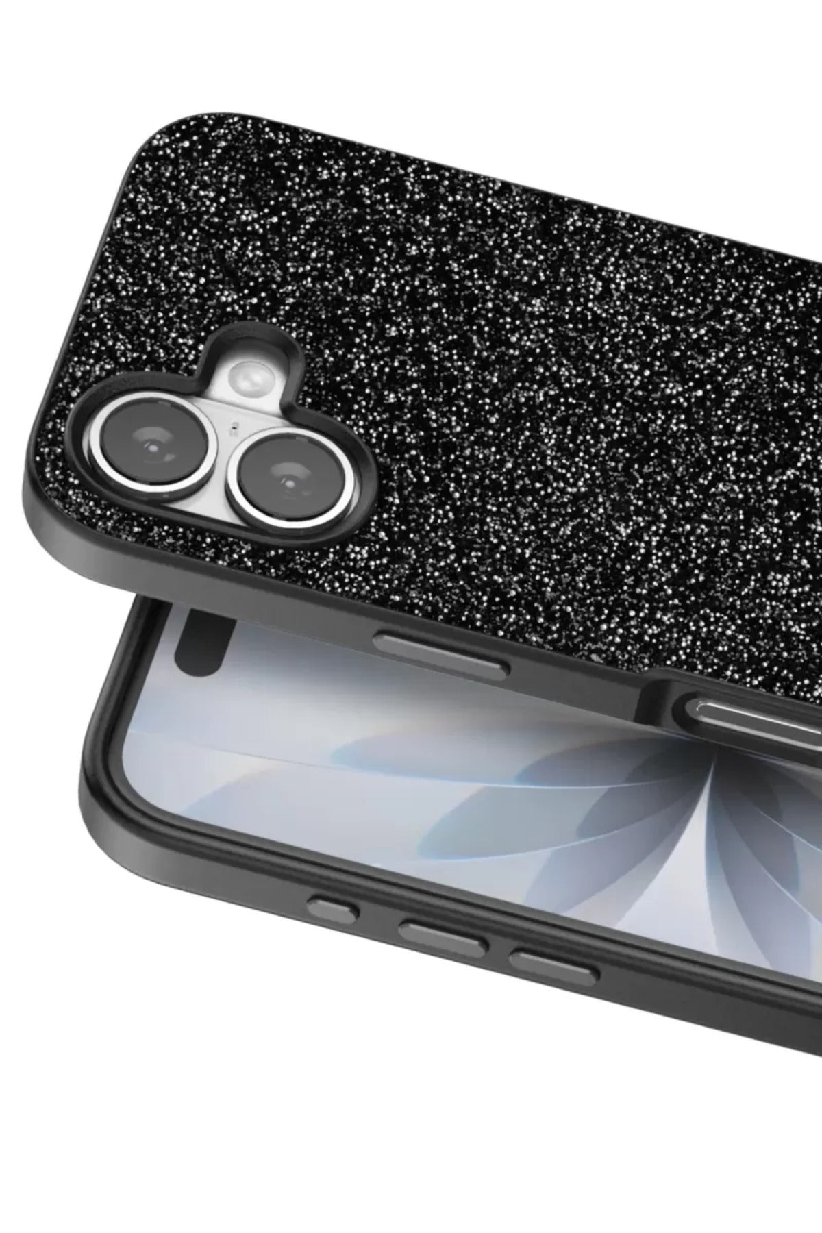 Onegif Apple iPhone 17 Uyumlu Bright Simli Kapak - Siyah