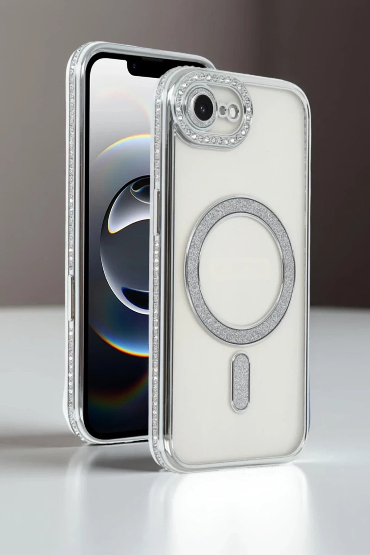 Apple iPhone 16E Uyumlu Joke Simli Magneticsafe Kılıf - Mavi