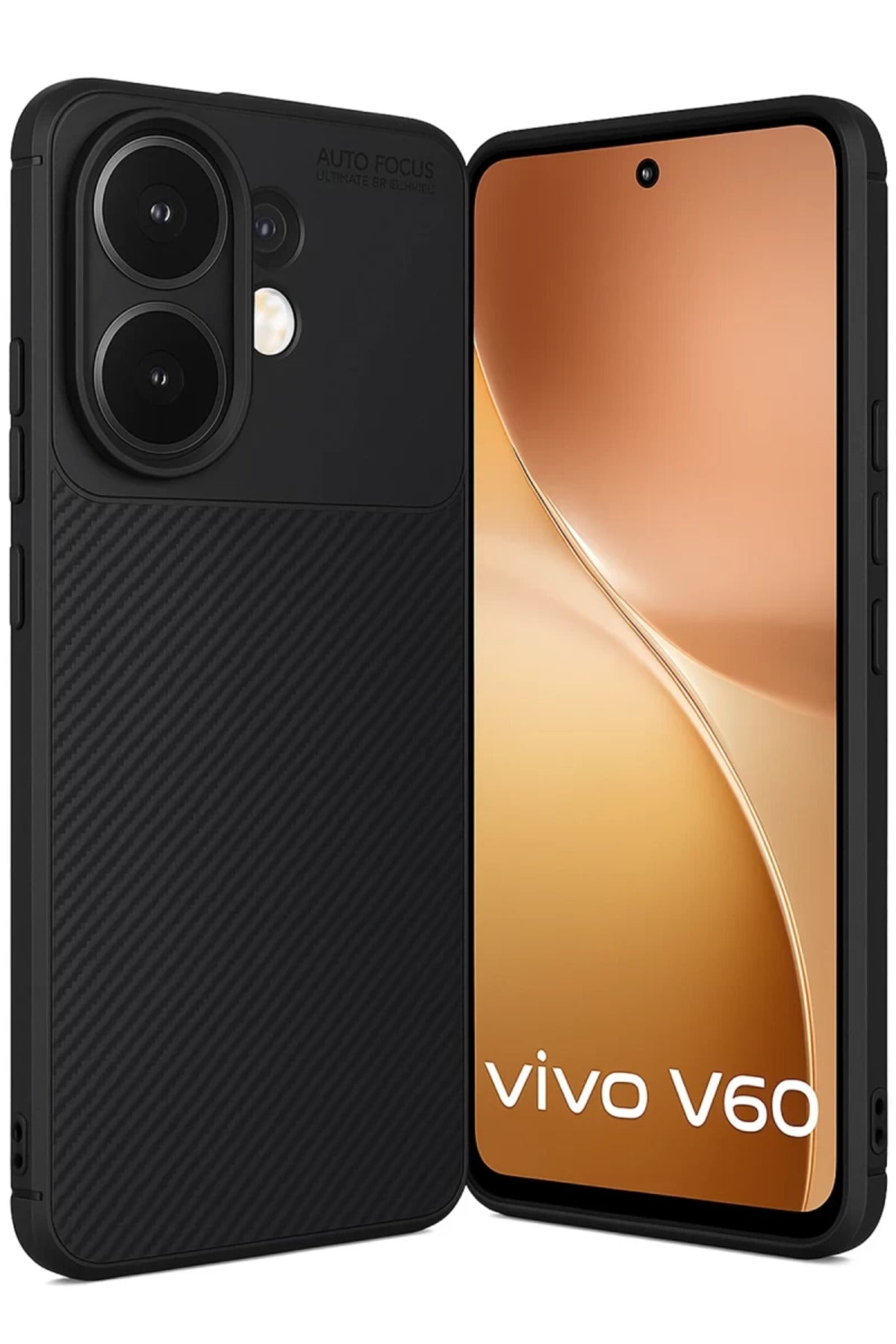 Vivo V60 5G Uyumlu Auto Focus Karbon Kapak - Siyah