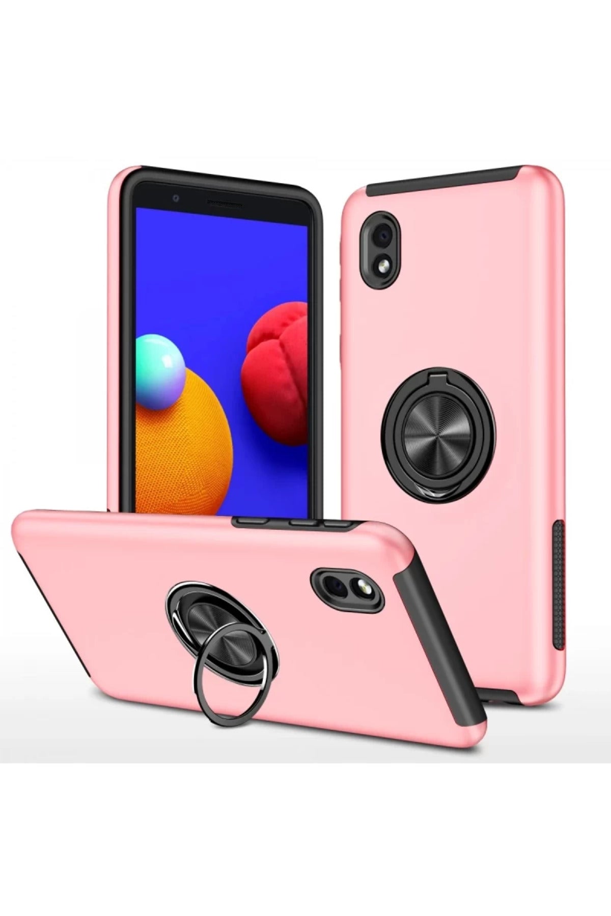 Samsung Galaxy A01 Core Uyumlu Kılıf Elit Yüzüklü Kapak - Pembe