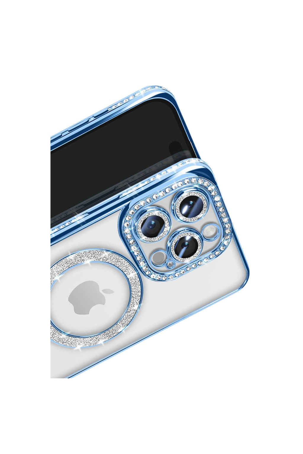 Apple iPhone 16 Pro Max Uyumlu Kılıf Joke Simli Magneticsafe Kılıf - Mavi