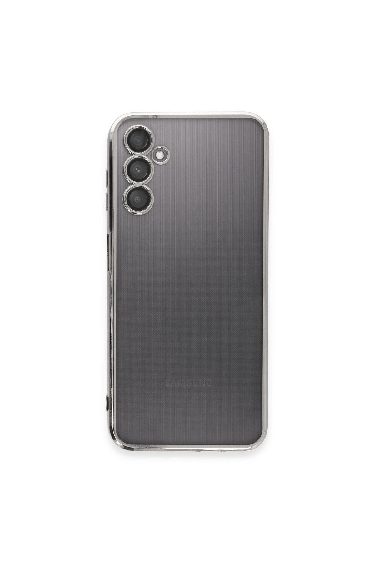 Samsung Galaxy A14 4G Uyumlu Kılıf Lensli Silikon - Gümüş