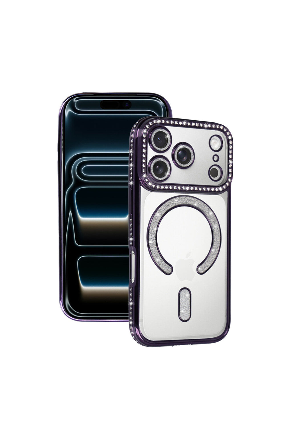 Apple iPhone 17 Pro Max Uyumlu Joke Simli Magneticsafe Kılıf - Derin Mor