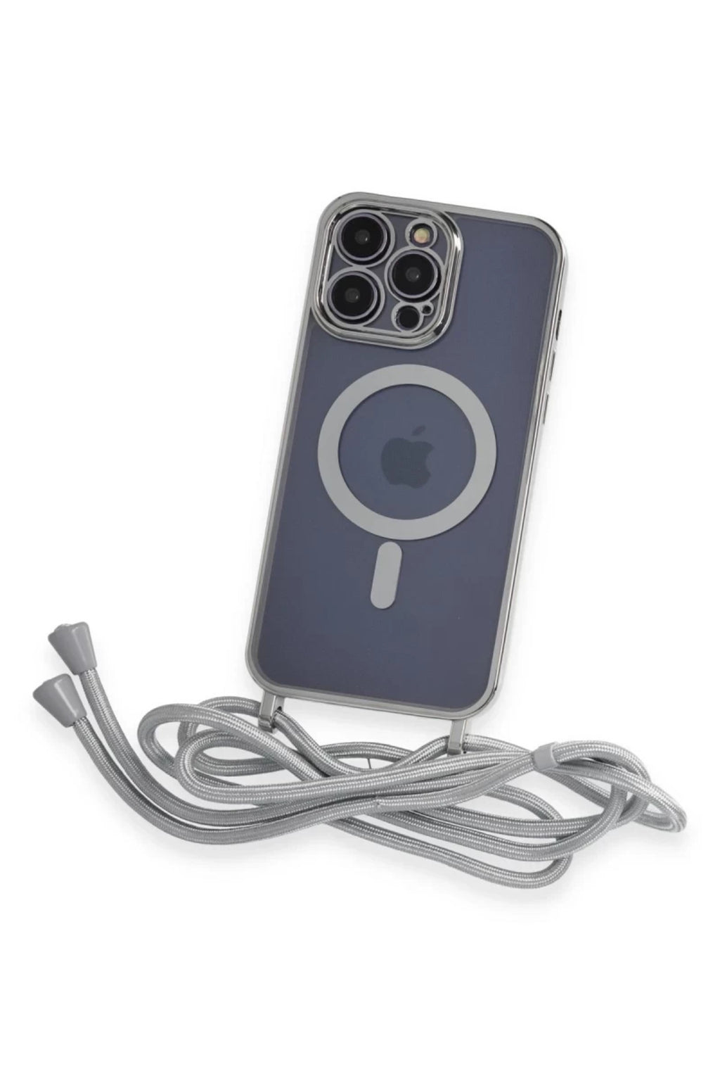 Apple iPhone 13 Pro Uyumlu Kılıf Divo Lazer Askılı Magsafe Kapak - Gümüş