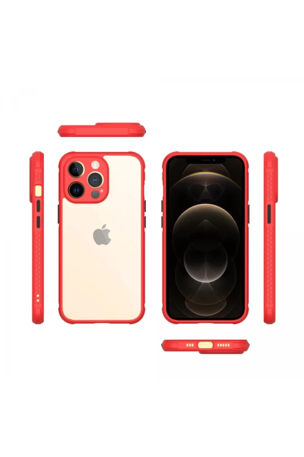 Apple iPhone 13 Pro Uyumlu Kılıf Miami Şeffaf Silikon - Kırmızı
