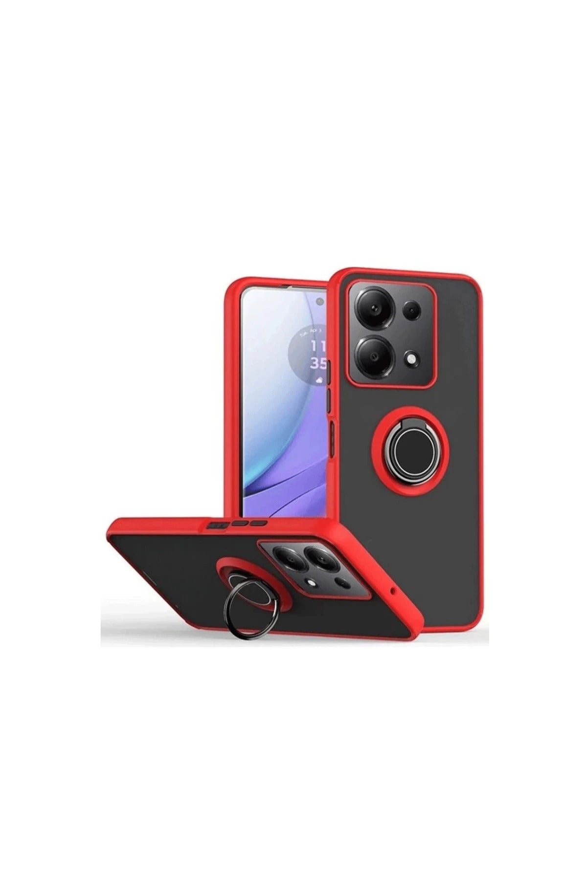 Xiaomi Redmi Note 13 Pro 5G Uyumlu Kılıf Montreal Yüzüklü Silikon Kapak - Kırmızı