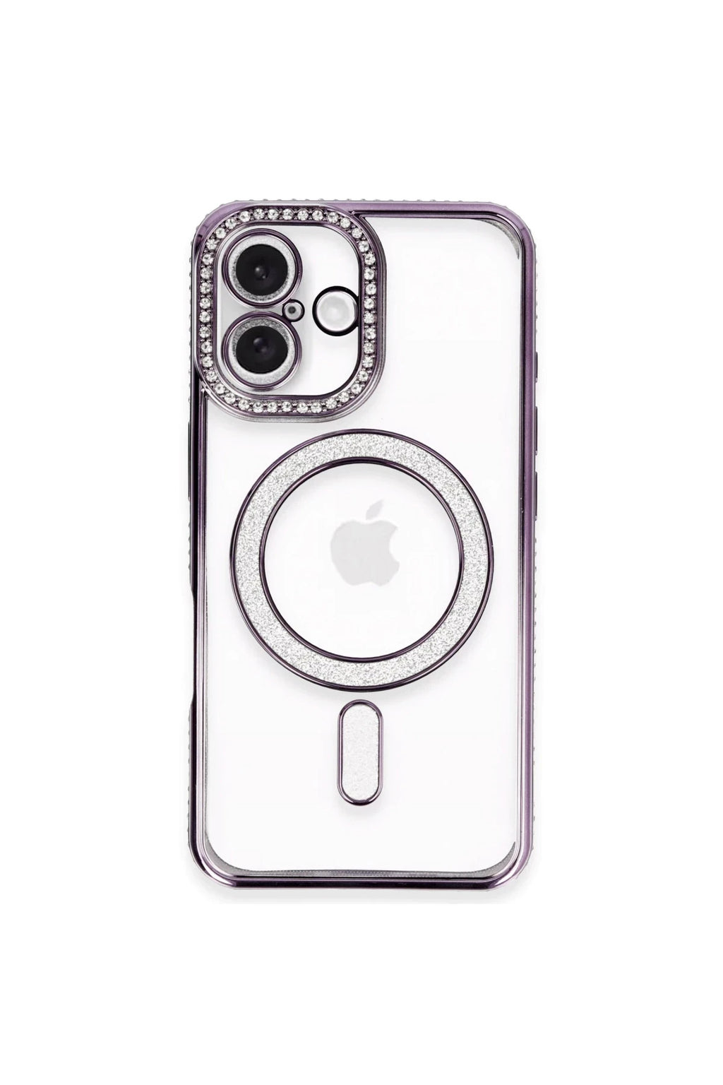 Apple iPhone 16 Plus Uyumlu Kılıf Joke Simli Magneticsafe Kılıf - Derin Mor
