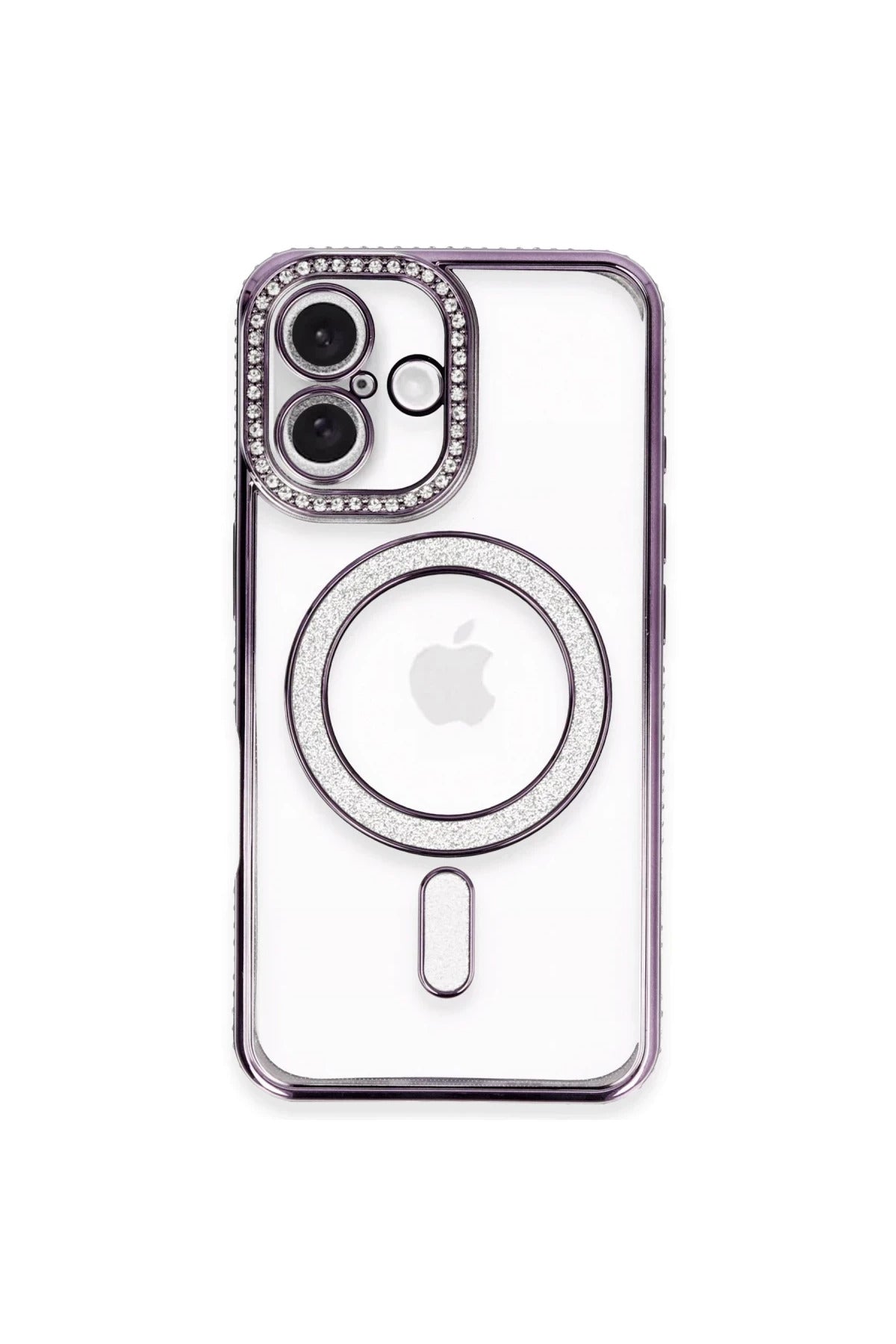 Apple iPhone 16 Plus Uyumlu Kılıf Joke Simli Magneticsafe Kılıf - Derin Mor