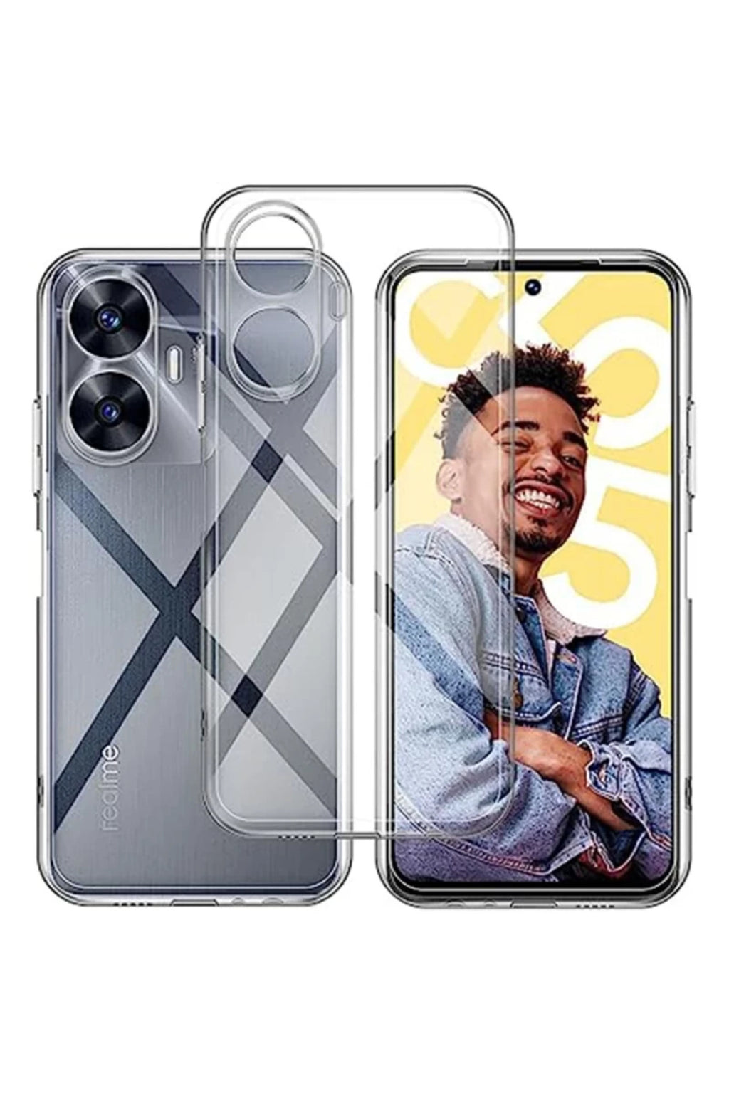 Realme C55 Uyumlu Kılıf Lüx Şeffaf Silikon