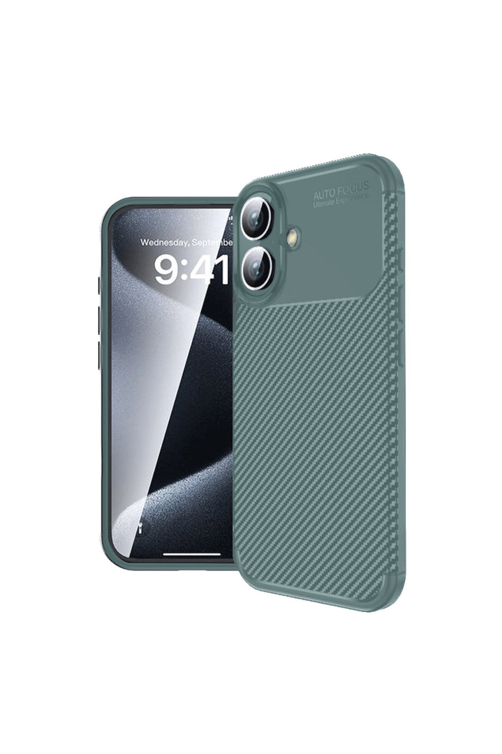 Apple iPhone 16 Uyumlu Kılıf Auto Focus Karbon Kapak - Koyu Yeşil