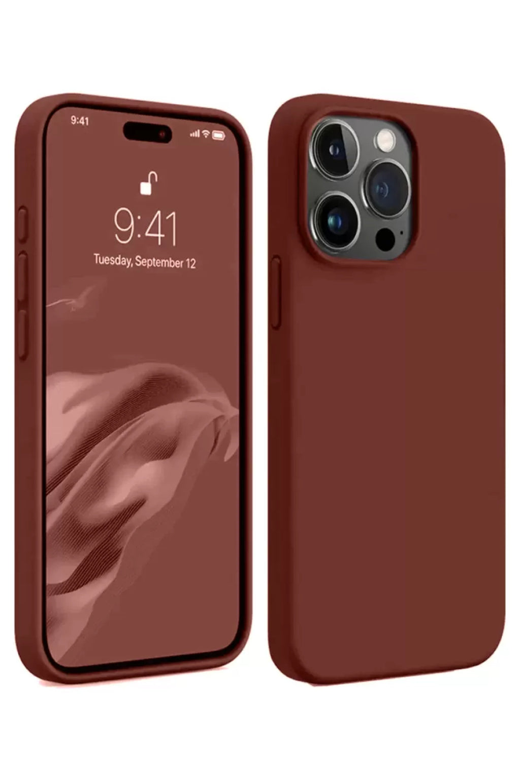 Apple iPhone 15 Pro Max Uyumlu Kılıf First Silikon - Bordo