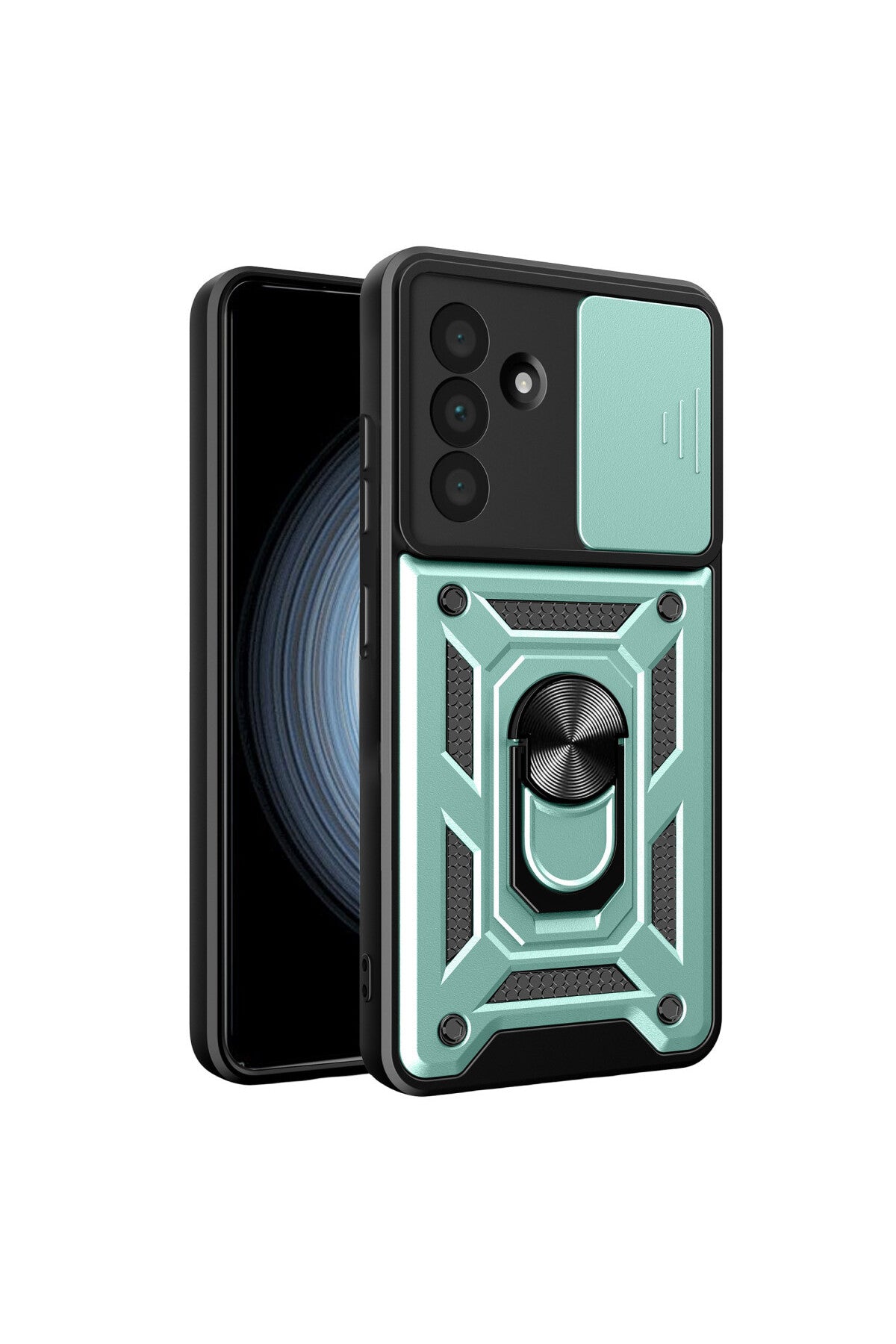 Samsung Galaxy A57 5G Uyumlu Pars Lens Yüzüklü Silikon - Yeşil