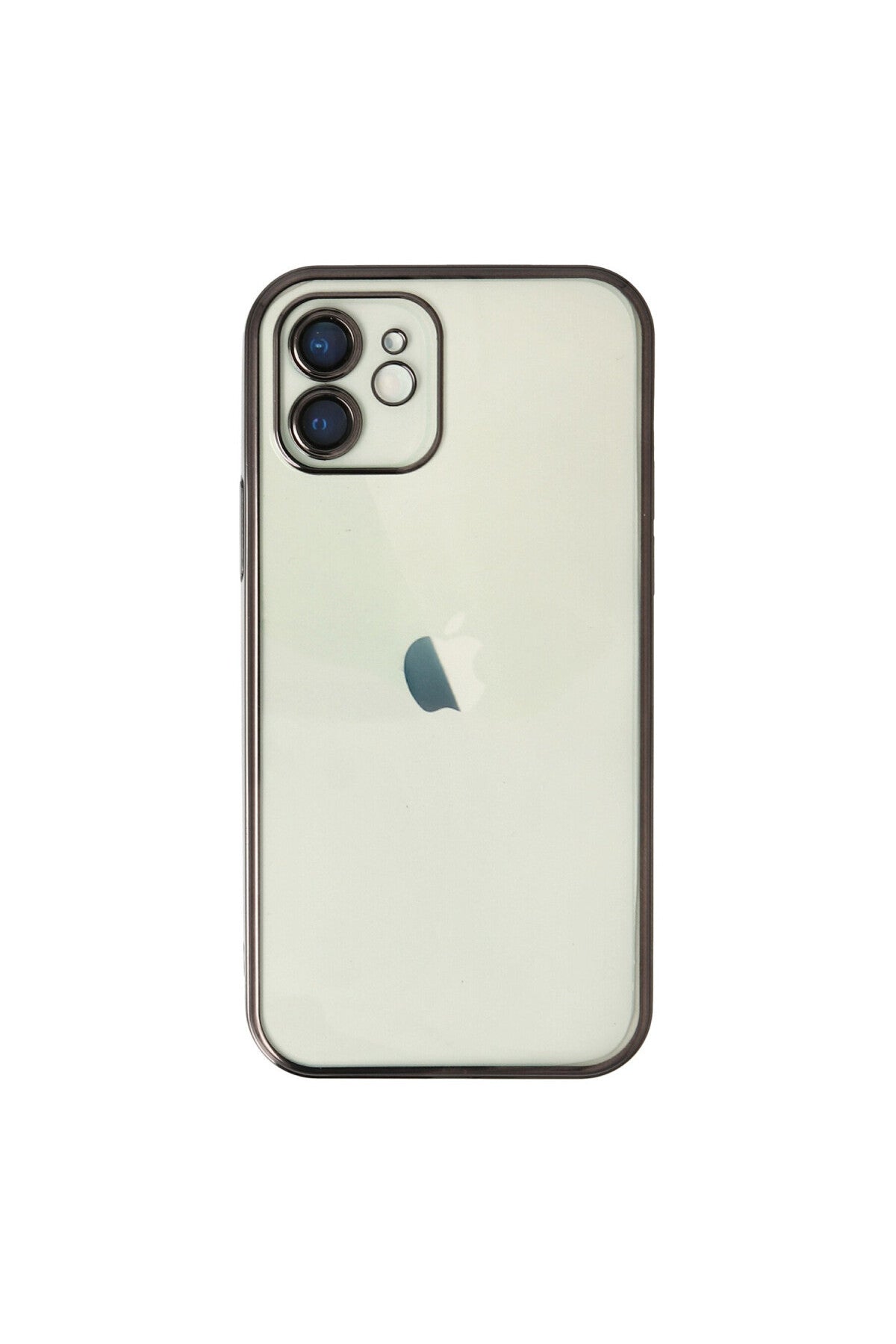 Apple iPhone 12 Uyumlu Kılıf Lensli Silikon - Siyah