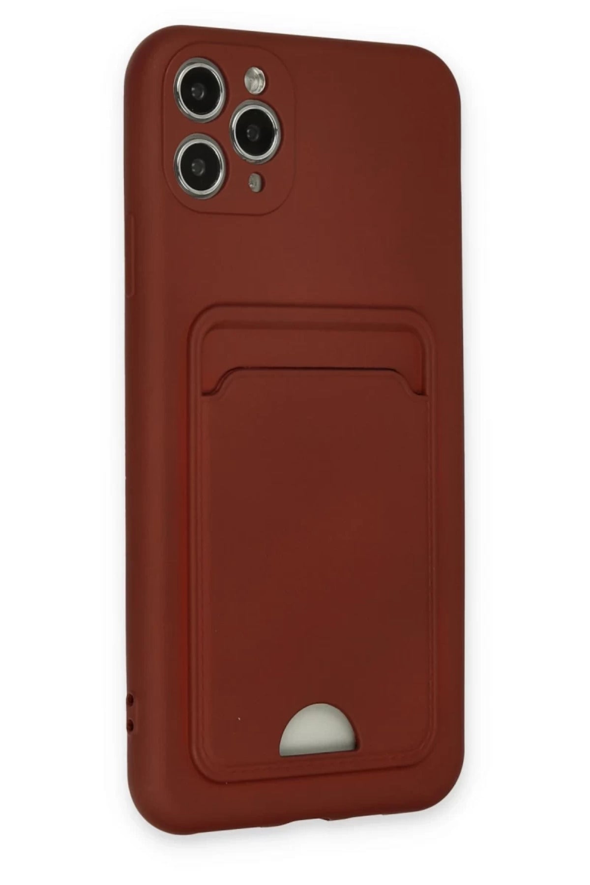 Apple iPhone 11 Pro Max Uyumlu Kılıf Kelvin Kartvizitli Silikon - Bordo