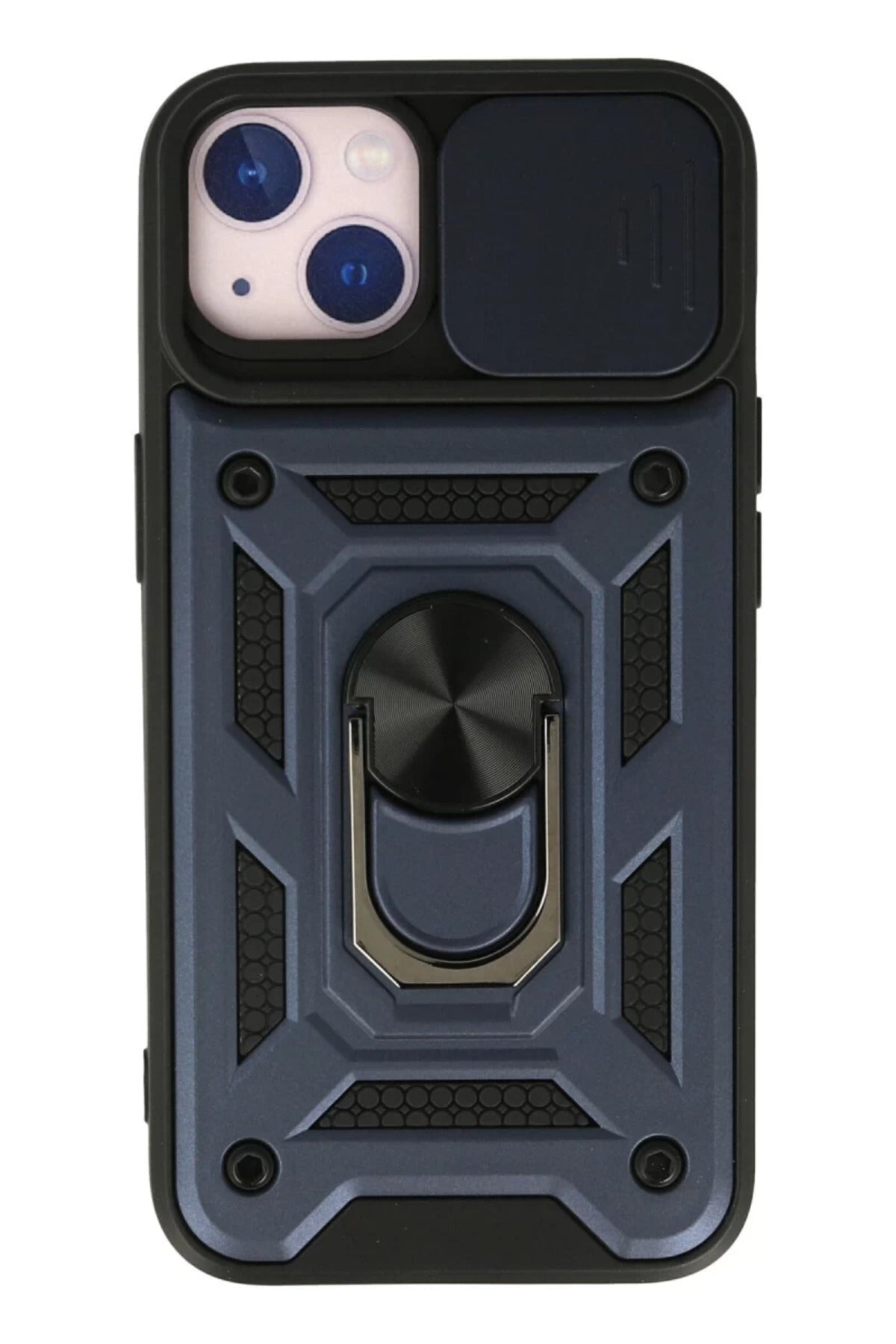 Apple iPhone 15 Uyumlu Kılıf Pars Lens Yüzüklü Silikon - Lacivert