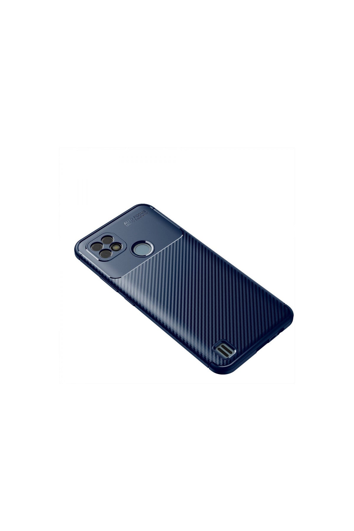 Realme C21 Uyumlu Kılıf Auto Focus Karbon Kapak - Lacivert