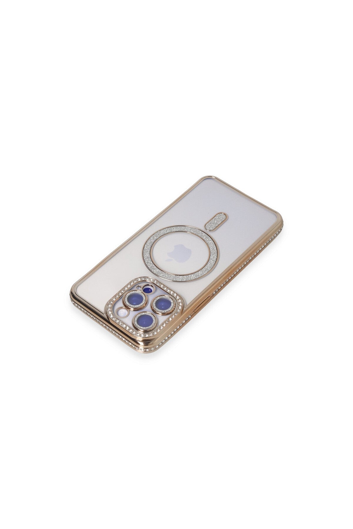 Apple iPhone 15 Pro Max Uyumlu Kılıf Joke Simli Magneticsafe Kılıf - Gold