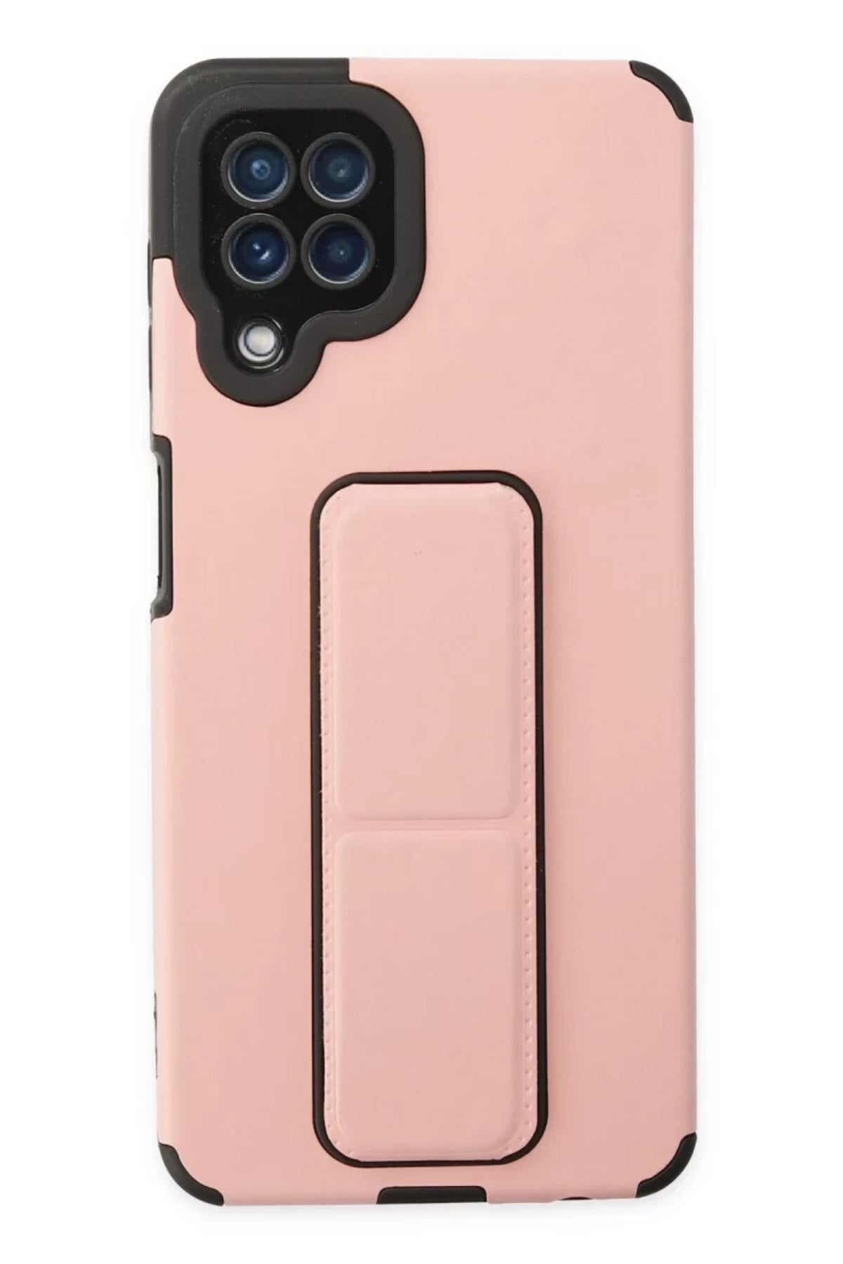 Samsung Galaxy A22 Uyumlu Kılıf Mega Standlı Silikon - Pudra