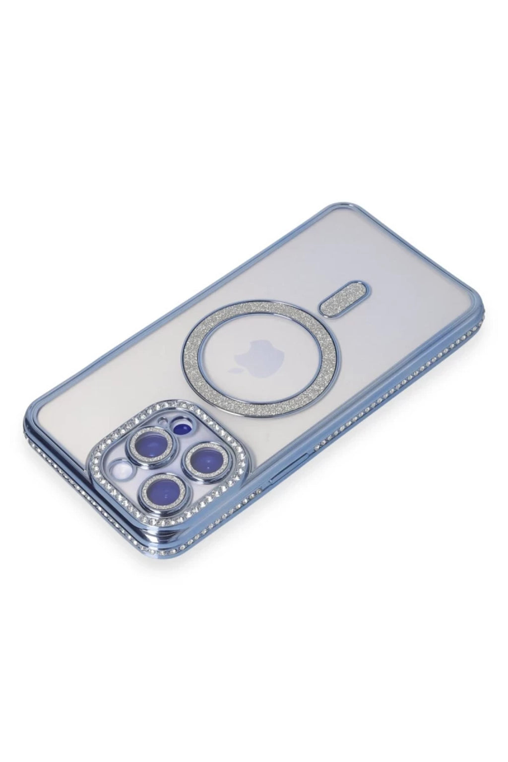 Apple iPhone 15 Pro Uyumlu Kılıf Joke Simli Magneticsafe Kılıf - Mavi