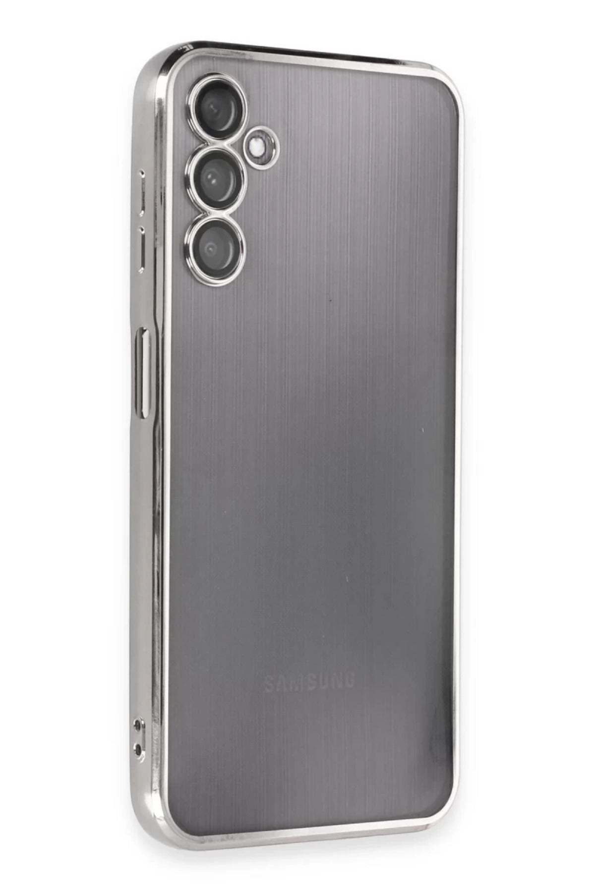 Samsung Galaxy A14 4G Uyumlu Kılıf Lensli Silikon - Gümüş