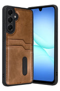 Samsung Galaxy A17 5G Uyumlu Sara Kartvizitli Deri Kılıf - Taba