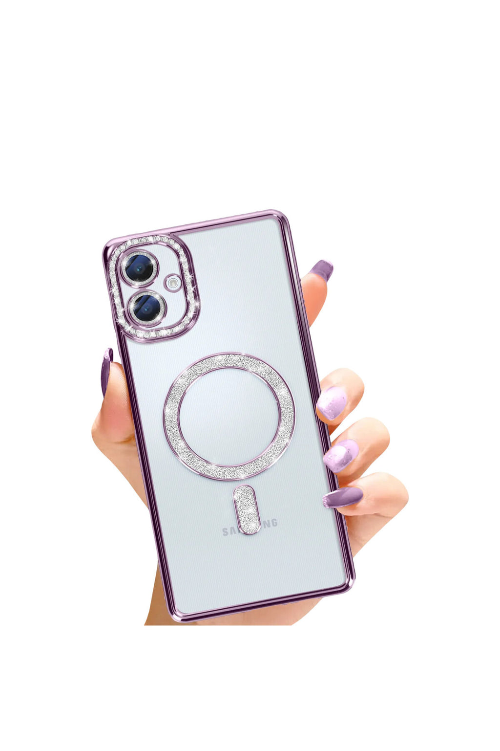 Samsung Galaxy A06 Uyumlu Joke Simli Magneticsafe Kılıf - Derin Mor