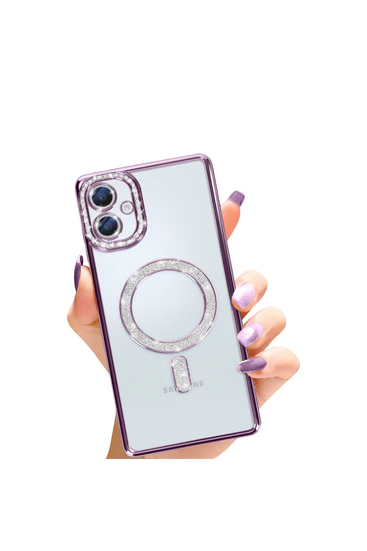 Samsung Galaxy A06 Uyumlu Joke Simli Magneticsafe Kılıf - Derin Mor