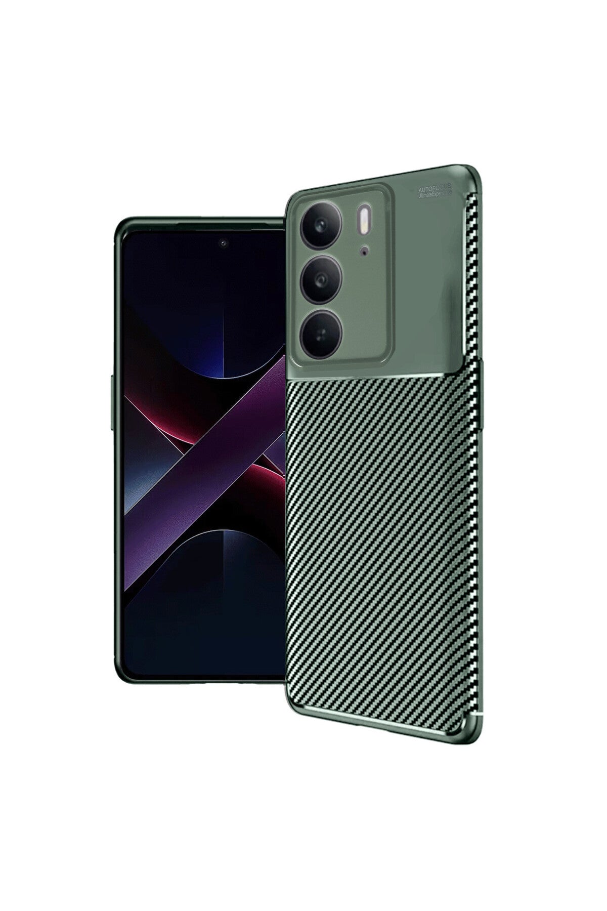 Realme C75 4G Uyumlu Auto Focus Karbon Kapak - Koyu Yeşil