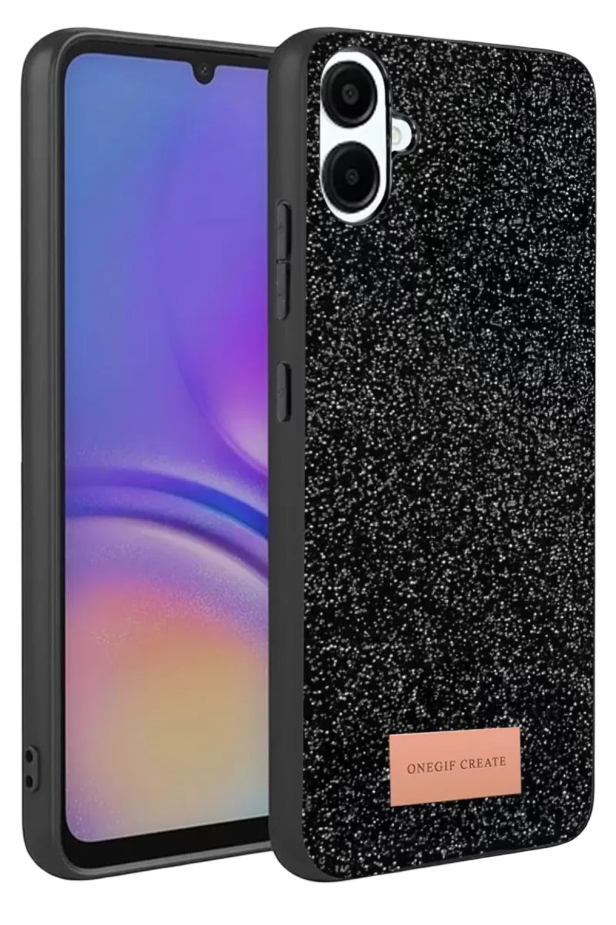 Onegif Samsung Galaxy A07 4G Uyumlu Bright Simli Kapak - Siyah