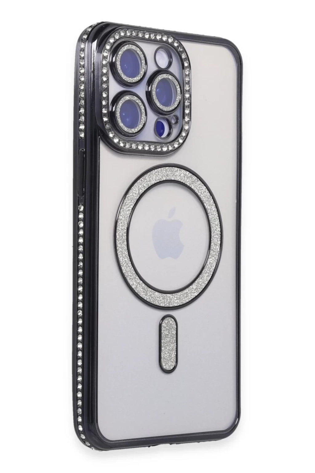 Apple iPhone 15 Pro Max Uyumlu Kılıf Joke Simli Magneticsafe Kılıf - Siyah