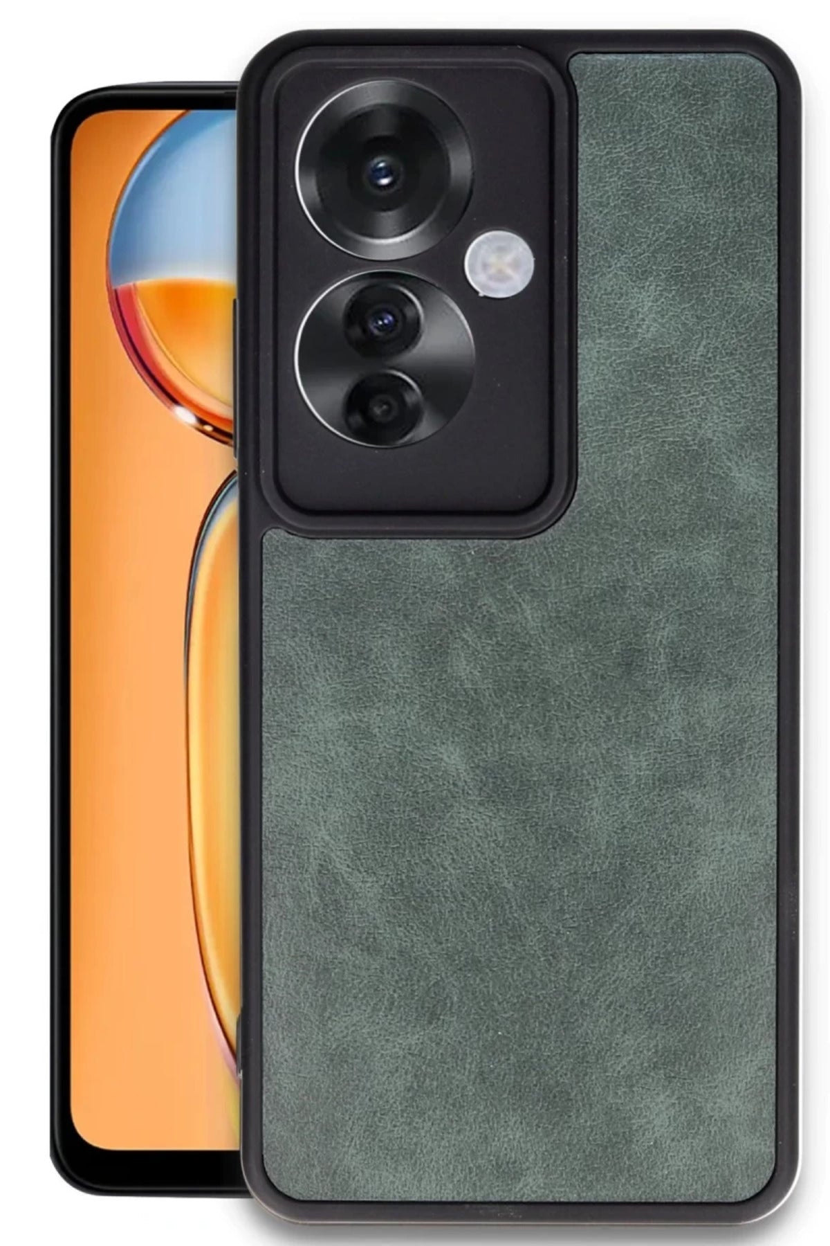 Oppo Reno 11F Uyumlu Kılıf Aras Deri Kapak - Koyu Yeşil